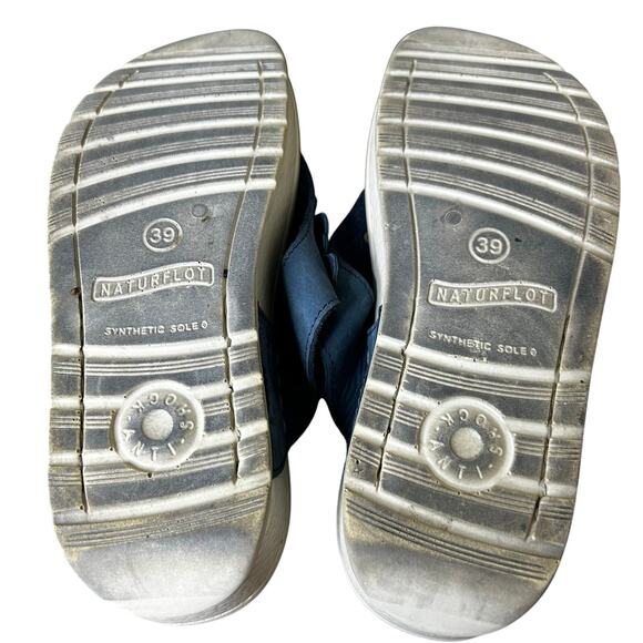 Fly Flot Sandals Size 39/US 7 Blue Floral Toe Post Platform Comfort - Picture 6 of 6